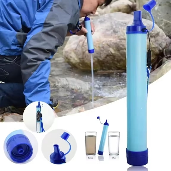 2pcs Portable Water Filter for Hiking, Camping, Travel, and Emergency Preparedness, Removes 99.9% of bacteria parasites microplastics