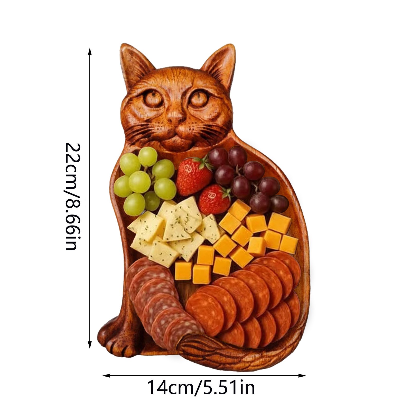 Cat Charcuterie Platter - Novelty Serving Tray Board for Cheese Meats Fruit - Animal Themed Fruit Bread Board - Food Platter Home Decorative Ornament (Cat)