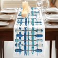 thumbnail image 3 of Lake Paddles 70 Inch Table Runner, Summer Watercolor Teal Blue Striped Farmhouse Dresser Scarf Cotton & Linen Tablerunner for Dining/Kitchen Island/Holiday Party Décor 13" x 70", 3 of 9
