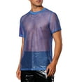 thumbnail image 4 of INSPIRE CHIC Glitter Mesh Sheer T Shirt for Men's Round Neck Short Sleeve See Through Party Tee Tops, 4 of 5