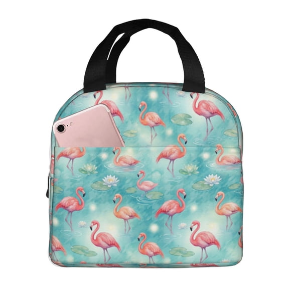 Flamingo Lunch Bag Tropical Flowers Insulated Lunch Bag Reusable Lunch Box Women Men,Cooler Thermal Meal Tote For Work Picnic Office Work