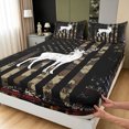 thumbnail image 4 of Manfei Country Style Deer Queen Sheets, Farmhouse Country US FlagQueen Sheet SetsBlack Dark Brown, 4 Pieces, 1 Flat Sheet, 1 Fitted Sheet and 2 Pillowcases, 4 of 6