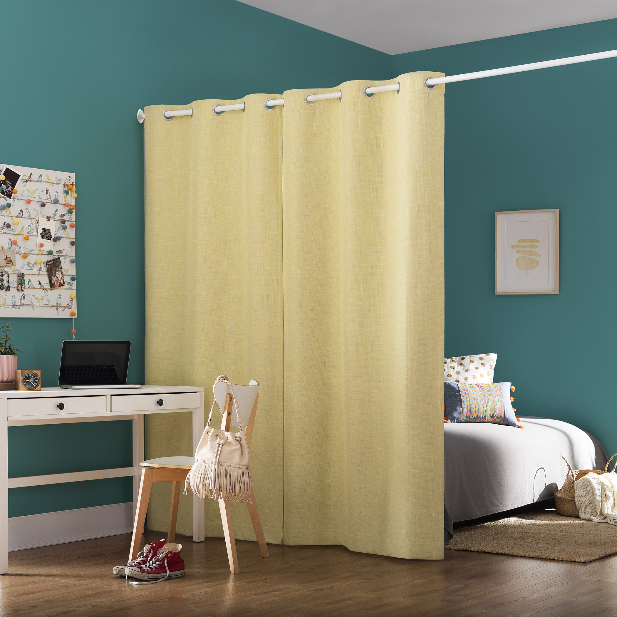 Sun Zero Miles 100% Blackout Grommet Single Curtain Panel in Yellow 40" x 84"
