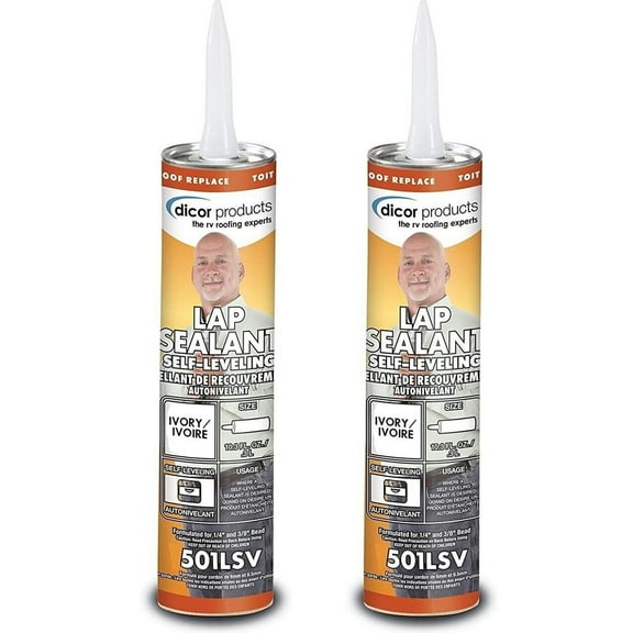 Dicor 501LSV-1, Lap Sealant Self-Leveling, Roof Repair Paste, Ivory, 10.3 Ounce Tube (2)
