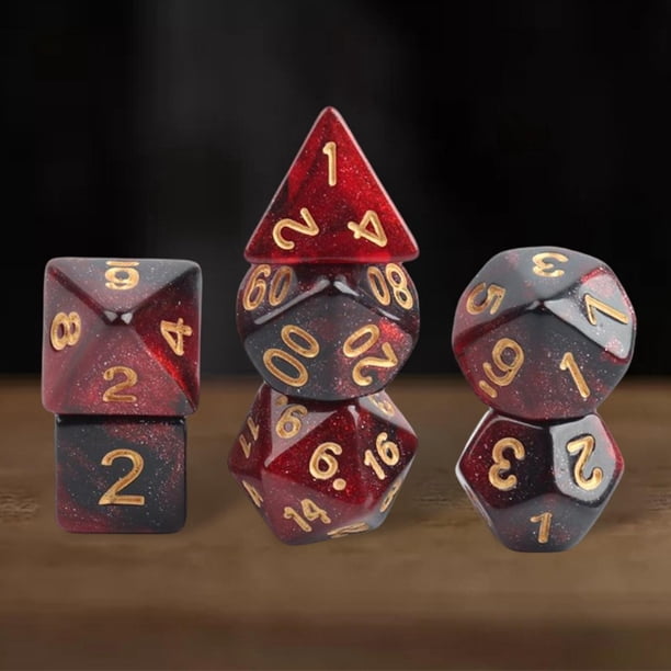 7 Unids Acrílico Poliédrico Dados de de Familiar Jugar Entretenimiento Juguetes de Dados para rojo estrella Hugo dados poliédricos