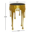 thumbnail image 4 of DecMode 16"W, 25"H Contemporary Accent Table with Tempered Glass Top, Raw Aluminum Finish with Melting Gold Design, 4 of 14