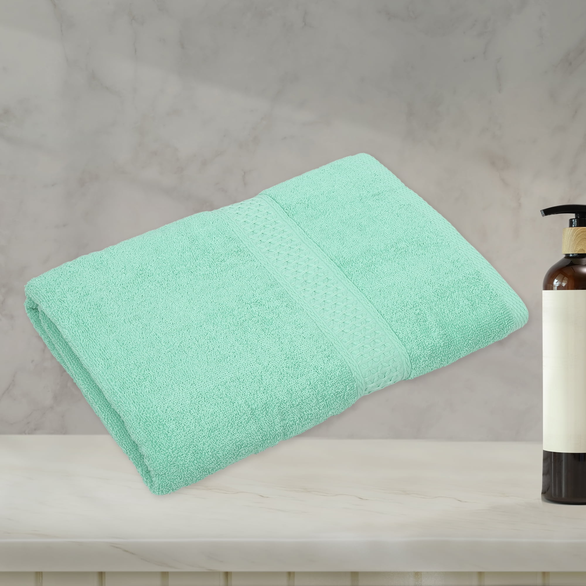 Unique Bargains 1 Pcs Cotton Bath Towel Plain Soft Absorbent Olive Green