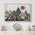 thumbnail image 2 of PixonSign Framed Canvas Print Wall Art Sunny Pine Tree Mountain Nature Wilderness Digital Art Wood Panel Landscape Farmhouse/Country Relax/Calm/Cozy Geometric Abstract - 16"x24" White, 2 of 5
