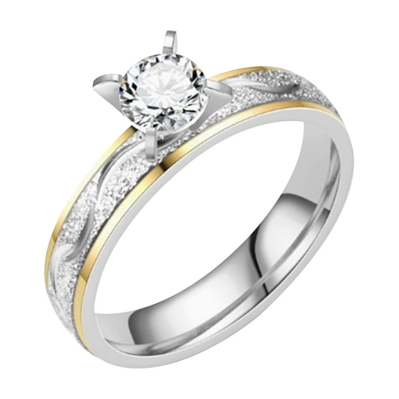 Two Tone Couple Rings Gold Silver Engagement Ring Set Frosted Wedding Band Set Promise Rings for Wedding Engagement Anniversary Gift Metal Couple Rings 2Pcs