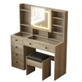 thumbnail image 3 of Ktaxon Large 47.2" Makeup Vanity with 3 Color Lights, Dressing Table with USB Charging Station, Gray, 3 of 12