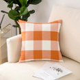 thumbnail image 2 of Pack of 2 Fall Buffalo Check Throw Pillow Covers Plaids Farmhouse Throw Pillows Linen Soft Decorative Couch Pillow Covers Home Decor Cushion Case for Sofa Bedroom 20x20 Inch Orange and White, 2 of 6