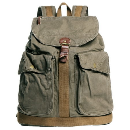 16 Classic Style Sport Canvas Backpack C06.GRN
