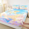 thumbnail image 4 of Feelyou Kawaii Gold Unicorn Twin Sheet Sets, Galaxy Cloud Rainbow Twin Fitted Sheet, Dreamy Princess Castle Flat Sheet, Ultra Soft Bedroom Decor, 3pcs, 4 of 8