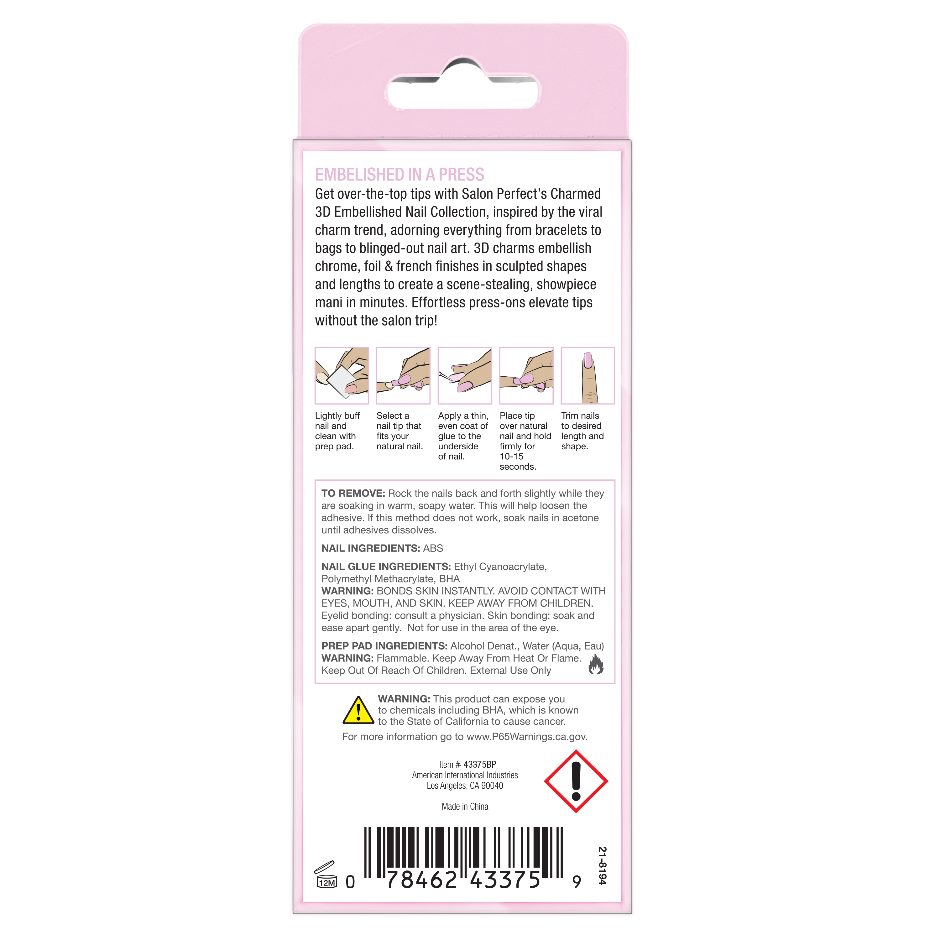 Salon Perfect Artificial Nails Press-On, Charmed Gold Rose, 30 Count photo 7