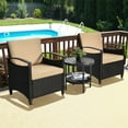 thumbnail image 3 of Gymax 3PCS Outdoor Wicker Bistro Set Patio Conversation Furniture Set w/ Cushions, 3 of 10