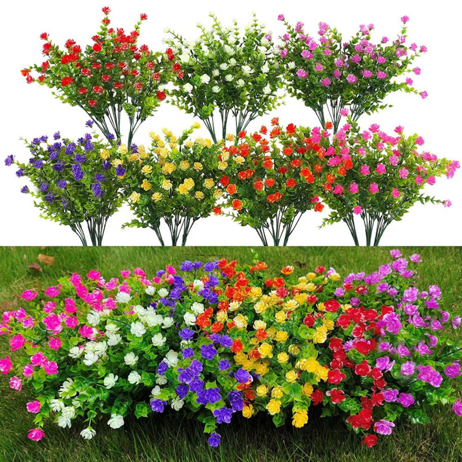 Hvmvliv Artificial Flowers Artificial Flowers 1 Bundles Fake Flowers Faux Plastic Plants for Home Decorations Outdoor Porch Flowerpot Artificial Flower Pink