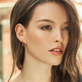 thumbnail image 4 of Gem Stone King 4.23 Ct Red Mystic Topaz G-H Lab Grown Diamond 18K Rose Gold Plated Silver Hoop Earrings, 4 of 5