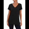 thumbnail image 3 of Camiseta Informal con Cuello en V para Mujer, Color Negro, Talla M, 3 of 9