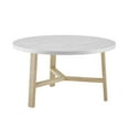 Manor Park MidCentury Modern Round Coffee Table, White Marble/Light