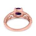 thumbnail image 3 of Natural Amethyst Rose Tone Silver Size-9 Art Deco Round Vintage Style Filigree Design Halo CZ Wedding Engagement Ring For Women 925 Sterling Silver Gifts For Her, 3 of 6