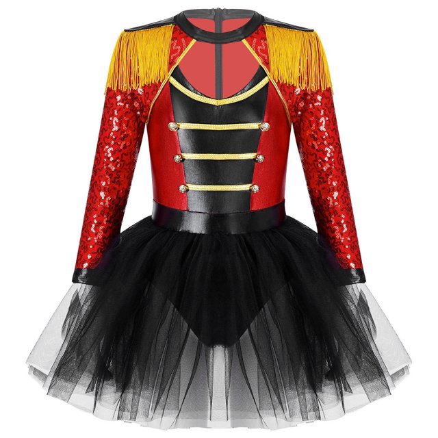 YiZYiF Robe Tutu à Sequins et Franges pour Filles, Vêtements de Carnaval, Fête, Magicien, Rouge 6