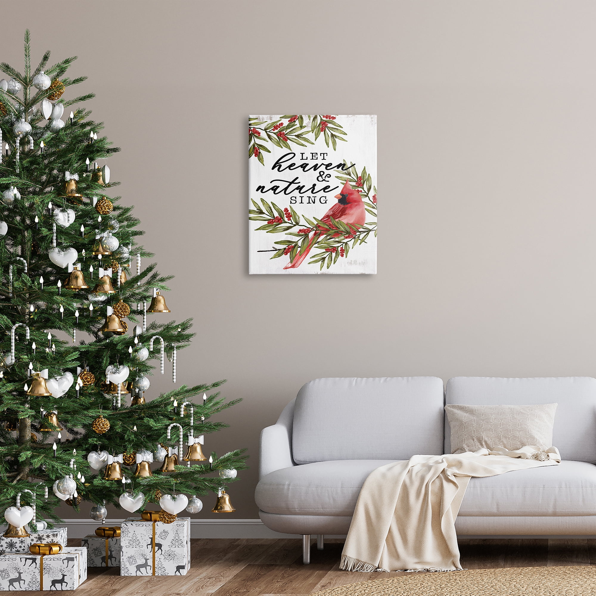 Stupell Industries Festive Phrase Cardinal Holiday Painting Gallery Wrapped Canvas Print Wall Art, 24 x 30