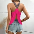 thumbnail image 4 of CYRBOKO Women's Backless Tank Tops, Sleeveless V-Neck Vacation Casual Spaghetti strap top Pink Size S, 4 of 8