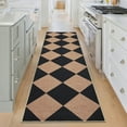 thumbnail image 2 of Haperlare 2'x6' Washable Jute Rugs Checkered Carpet, Non Slip Low Pile Rug Contemporary Indoor Outdoor Floor Mats for Hallway Bedroom Backyard, Black Coffee, 2 of 7