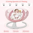 thumbnail image 6 of Babyeap Baby Swing for Infants - APP Remote Bluetooth Control, 5 Speed Settings, 10 Lullabies, USB Plug (Pink), 6 of 12