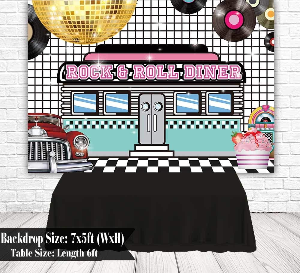 50s Rock N Roll Diner Backdrop Party Decoration Photography Background 7x5 feet 