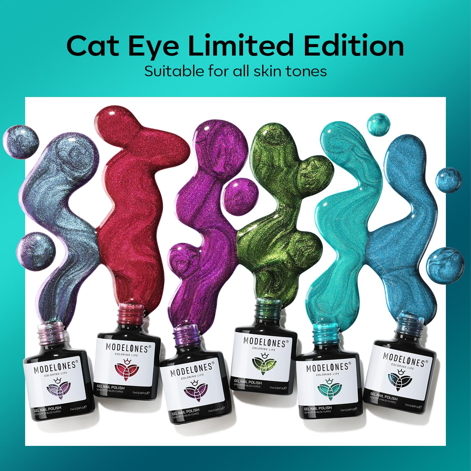 Modelones Cat Eye Gel Nail Polish, 6-Color Magnetic Set photo 5