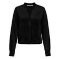 thumbnail image 5 of XPMWRP Women's Long Sleeve V-Neck Top Velvet Ruffle Collar Detail Blouse Trendy Basic Tees Casual Office Work T-Shirt Black XL, 5 of 8