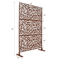 thumbnail image 3 of Tcbosik Metal Privacy Screen for Indoor & Outdoor, 76"H x 48"W Decorative Patio Divider, Freestanding Privacy Panel for Garden, Balcony, Backyard, Rust Red, 3 of 8