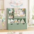 thumbnail image 6 of Homfa 42.5''W Kid's Bookcase, Bookshelf with 5 Storage Cubbies & 3 Movable Drawers & Toy Display Shelf, Toy Storage Organizer for Bedroom Playroom, Green, 6 of 8