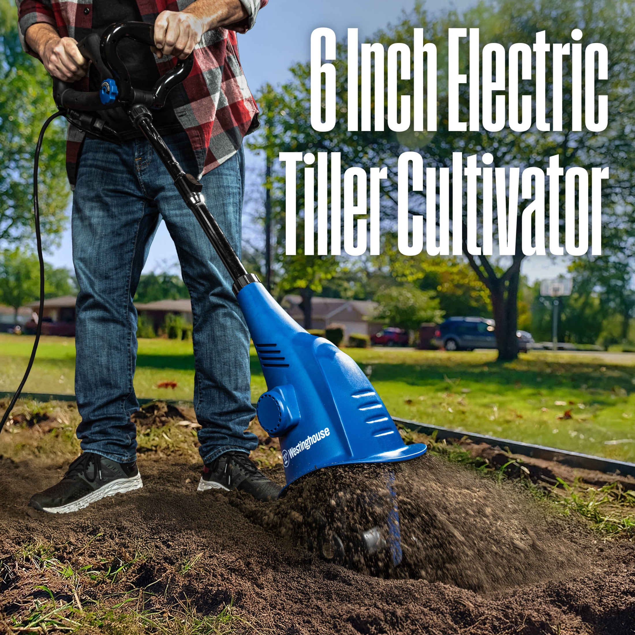 Westinghouse W6TCAC 6-Inch, 2.5 Amp Corded Electric Mini Tiller Cultivator, 4 Steel Blades
