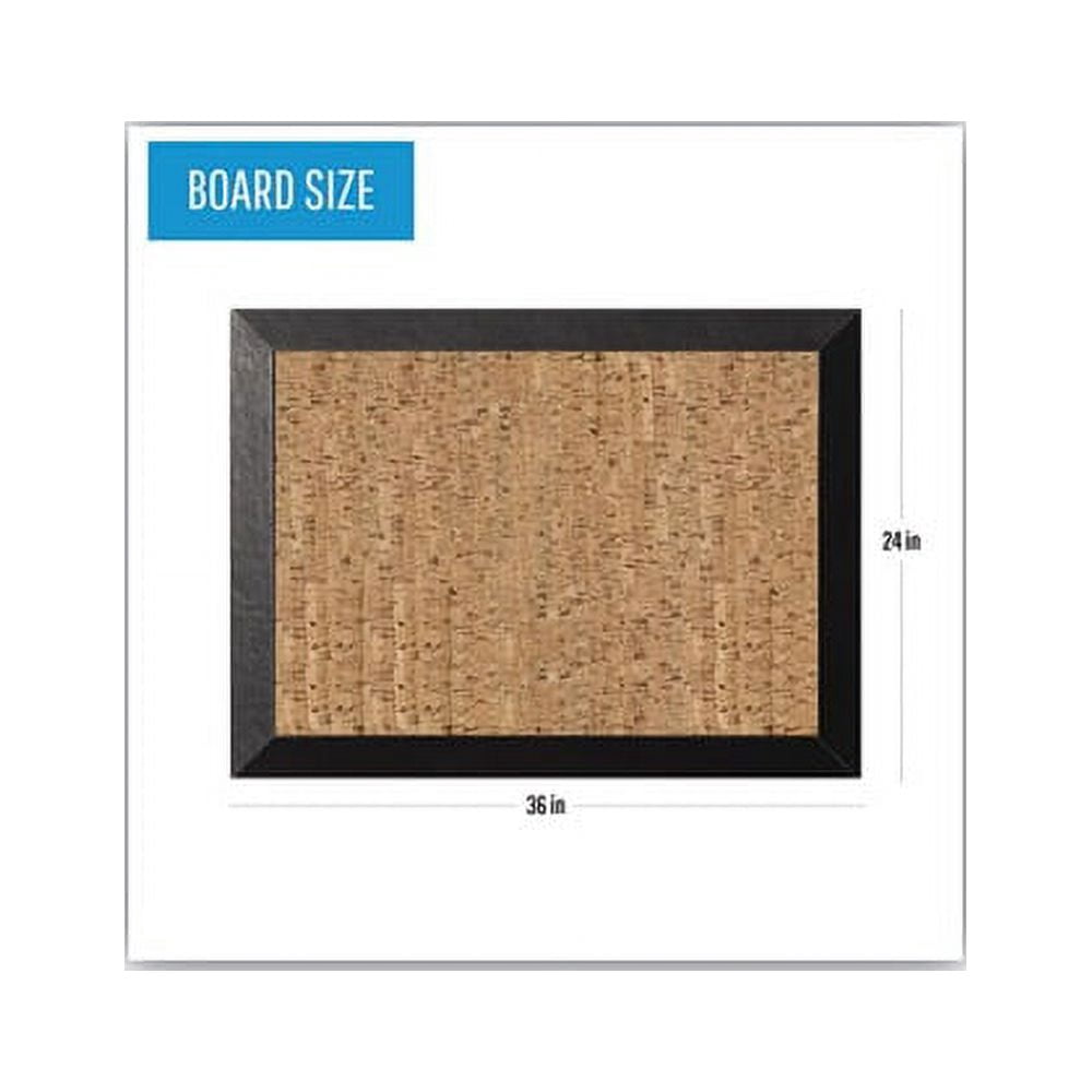 MasterVision SF0722581012 36 in. x 24 in. Natural Cork Bulletin Board - Tan Surface/Black Wood Frame