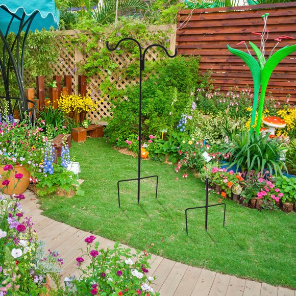 COSMOBETTY 4Ud Soporte De Hierro Negro Para Colgar Comederos Y Faroles De Jardín Con Base Reutilizable
