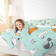 thumbnail image 4 of Castle Fairy Cute Animal Cats Twin Comforter Sets for Children,Teal Orange Bedding Set, 4 of 8
