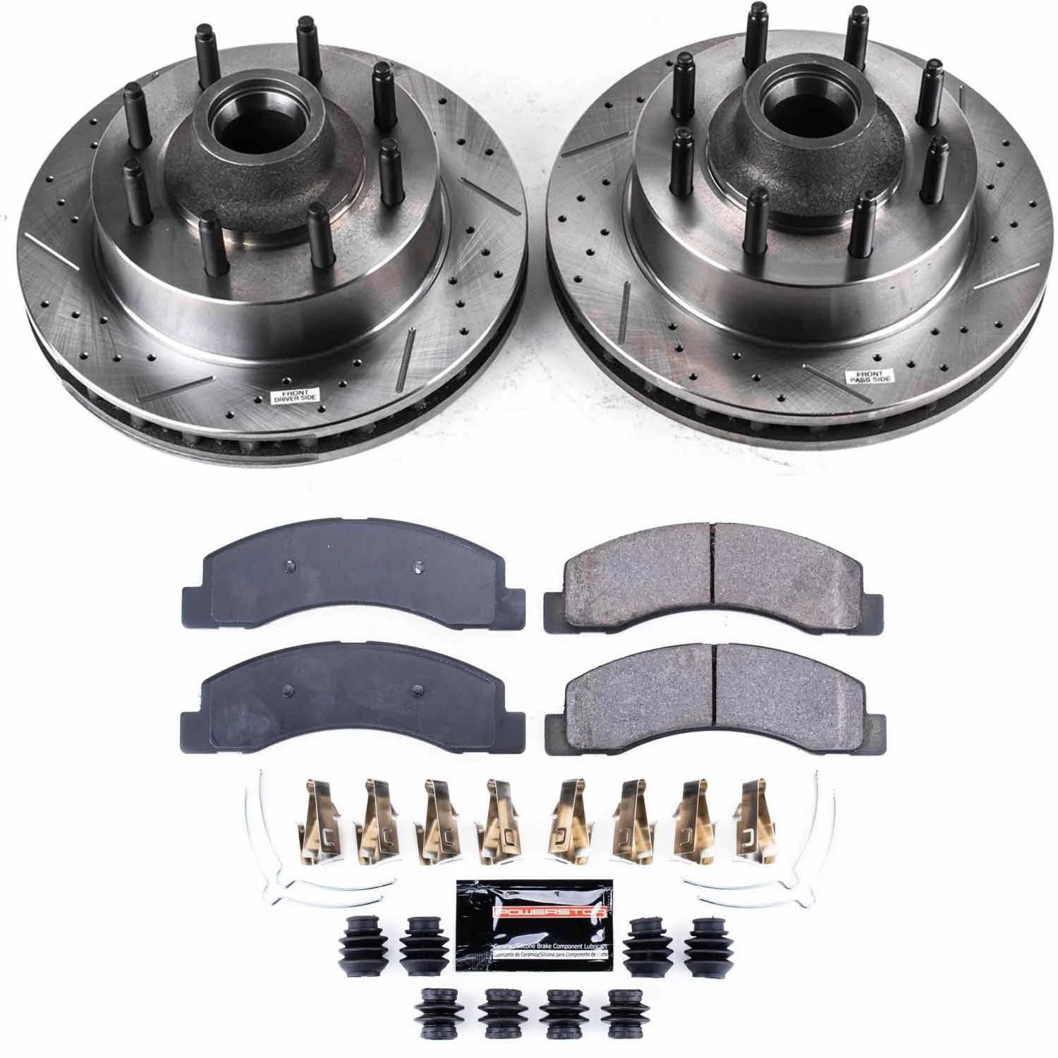 PowerStop Front Z23 Evolution Sport Carbon-Fiber Ceramic Brake Pad and Drilled & Slotted Rotor Kit Fits: FORD Select Models K1392