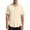 Khaki, variant on Mens Linen Short Sleeve Shirts for Summer Beach, Casual Untucked Tops with Wrinkle Resistance Root Color XL