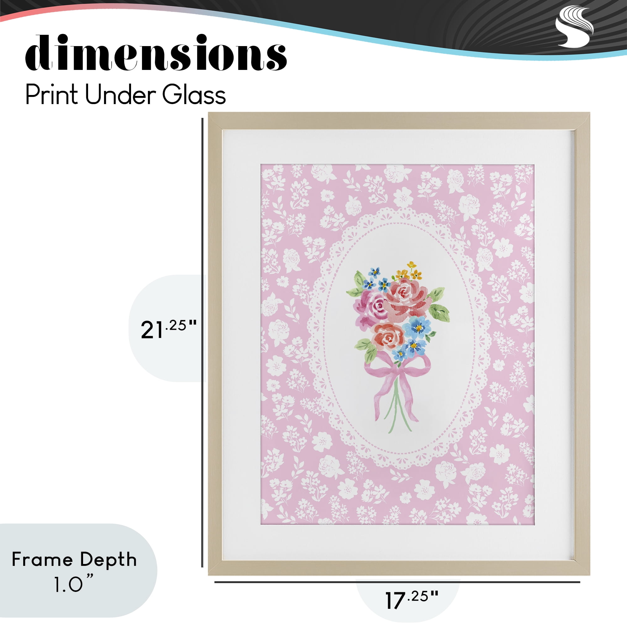 Stupell Industries Pink Feminine Bouquet Birch Framed Print Under Glass, design by Corinne Haig