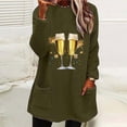 thumbnail image 1 of Liquidation à Moins de 6! Manteau Chaud Épais à Manches Longues Imprimé Col Rond pour Femmes Sevevn Fin d'Année Liquidation Vert Armée m, 1 of 4