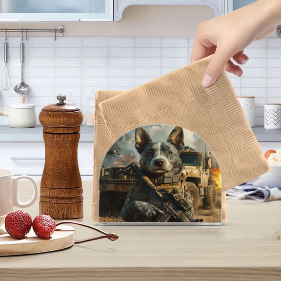 Qxltty Justice Puppy Acrylic Napkin Holder Set of 2 Transparent Dining Table Kitchen Cafeteria Home Decor 4.1x4.9x1.97in