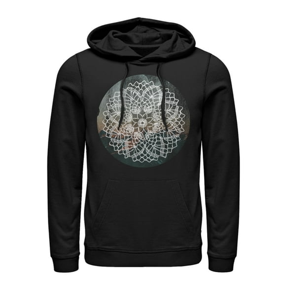 Men's Lost Gods Henna Circle Landscape Pull Over Hoodie Black X Large