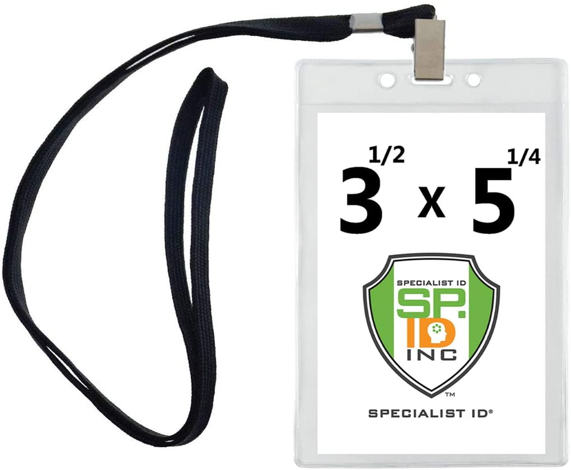 Heavy Duty Clear Plastic 4 X 7 Card Insert Protector for Sports Tickets Press Passes and Name Badges by Specialist ID Extra Large 4 1/8 X 7 1/2 Ticket & Badge Holder 