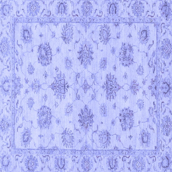 Ahgly Company Machine Washable Indoor Square Oriental Blue Traditional Area Rugs, 7' Square