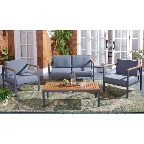 Safavieh Chicopee 4-Piece Metal Outdoor Sectional, Natural/Gray