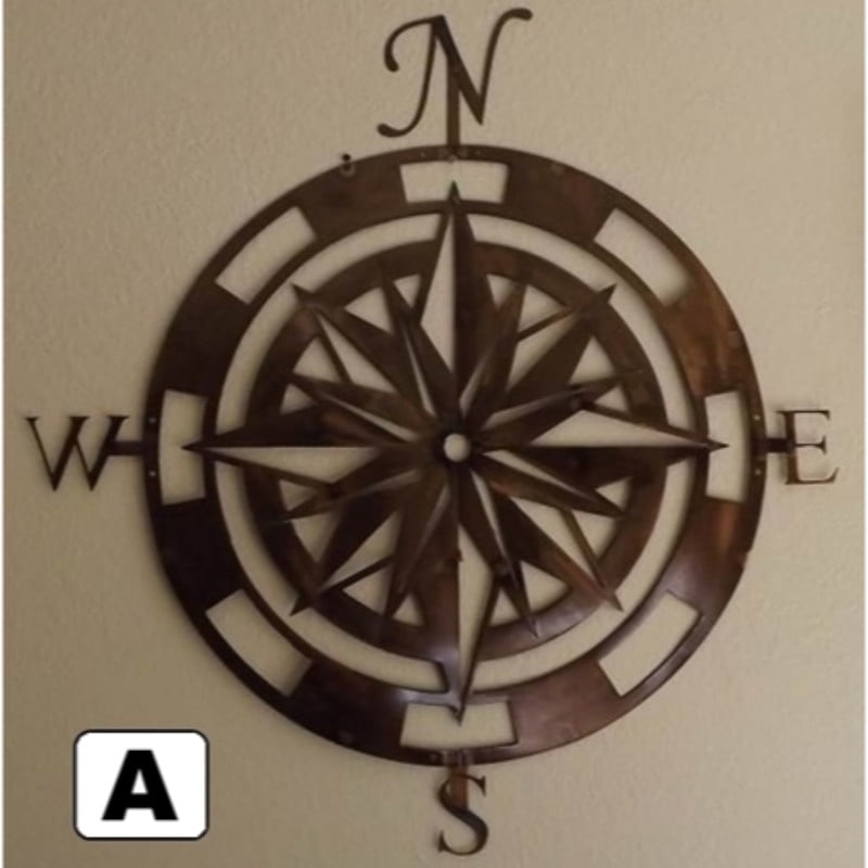Metal Wall Decor Compass Country Western Rustic 30" Wedding Office Gift New