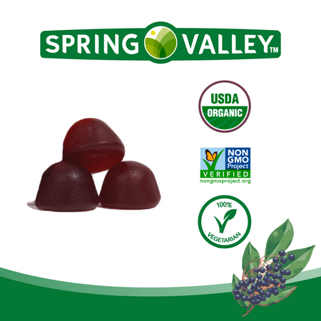 Spring Valley Non GMO Vegetarian Gummies, Elderberry, 50 mg, 120 Count Value Size