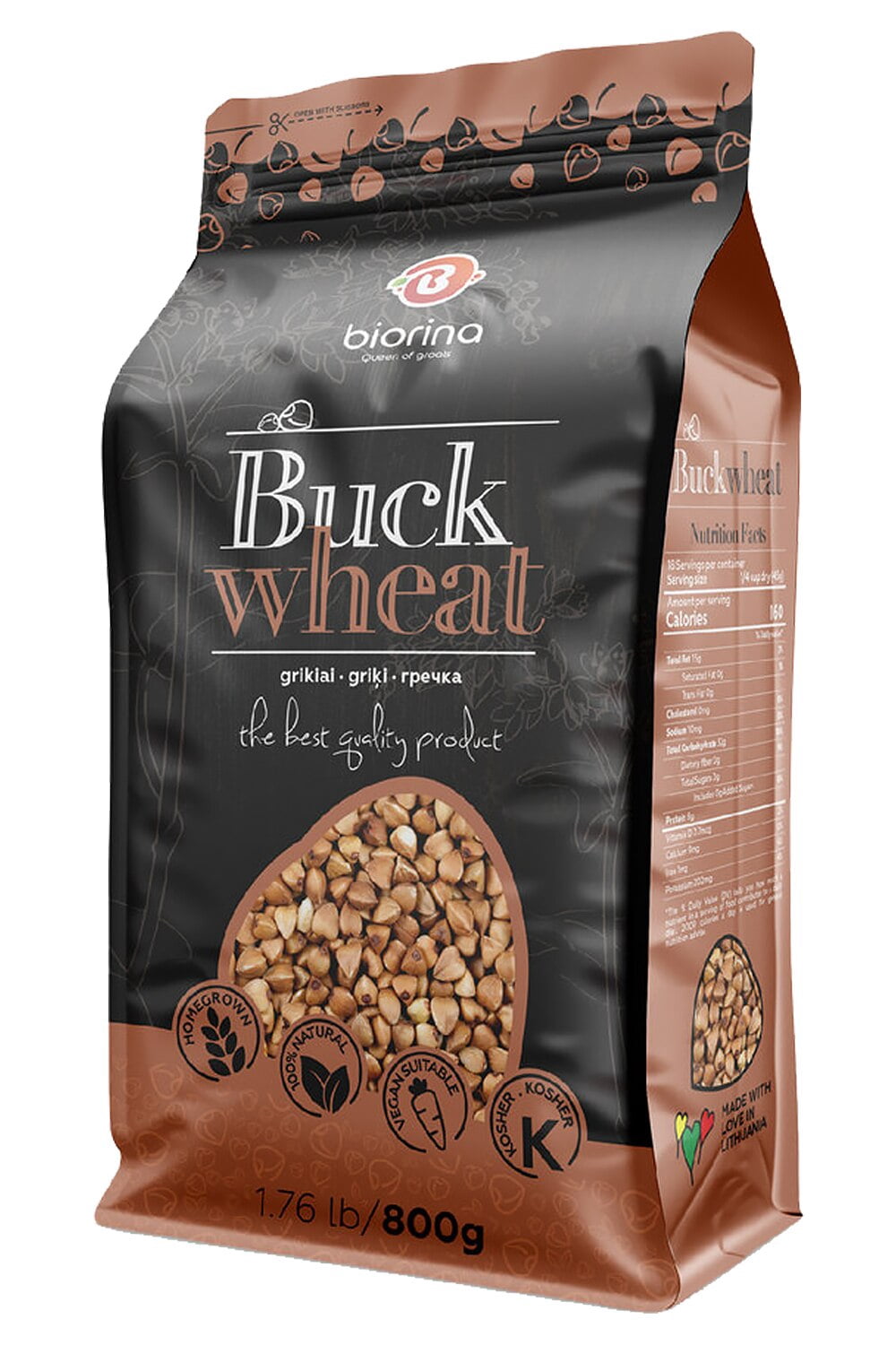 BIORINA Buckwheat Groats Roasted Whole Grain, Common